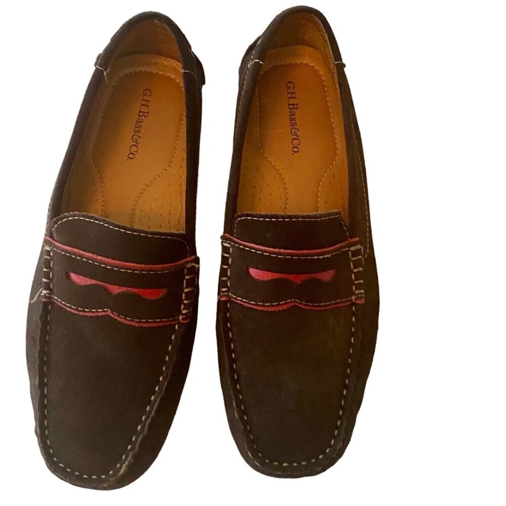 G.H. Bass & Co. Men's Brown Leather Suede Loafers Shoes Size 10M